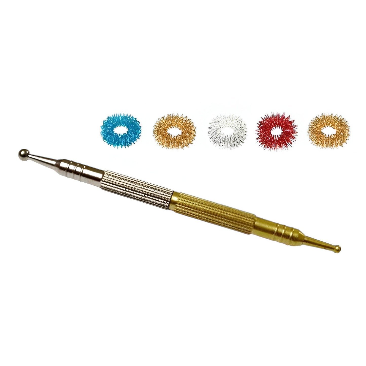 2in1 acupressure jimmy tool with colorful dismandable rings for effective massage therapy