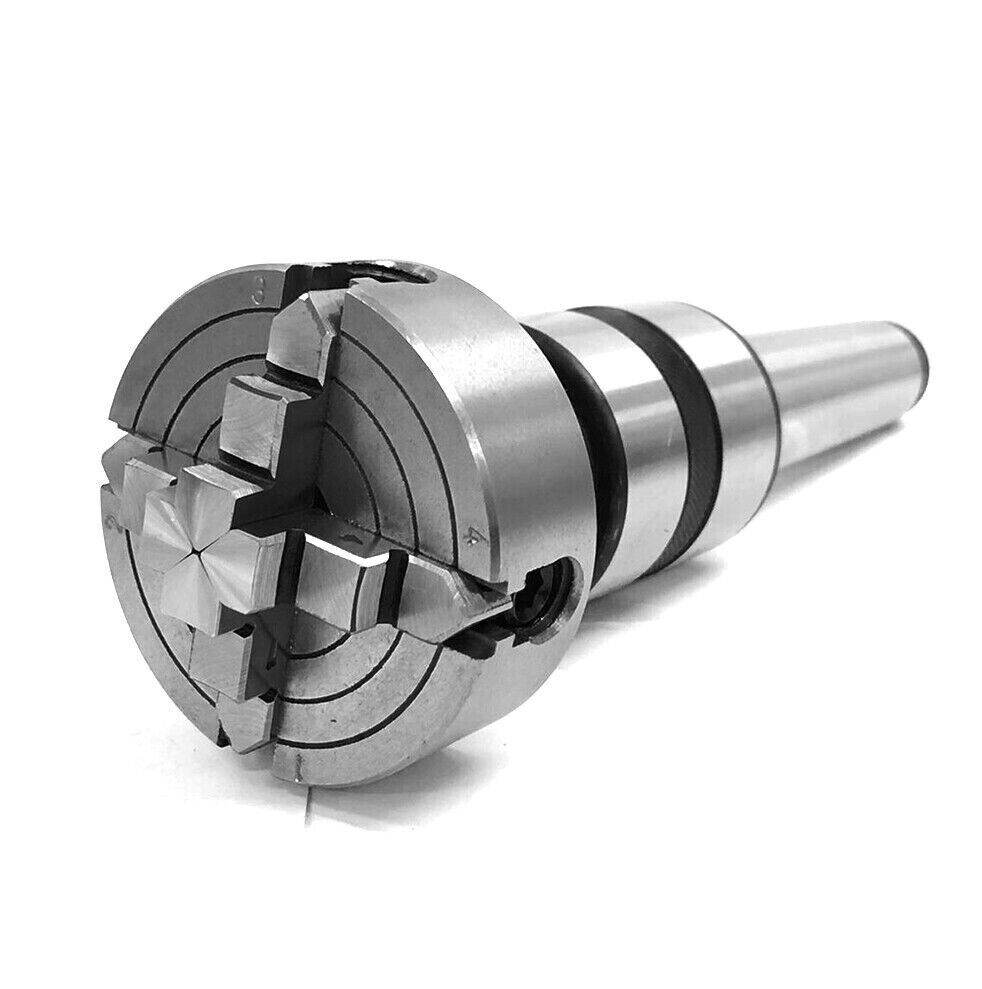 M14X1 MT4 Shank Revolving Center with 4 jaw lathe chuck 70mm for precise machining