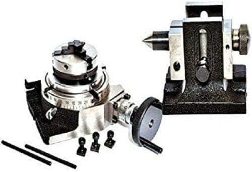 Rotary Table 4/100mm With 65mm Mini Scroll Lathe Chuck Single Bolt Tailstock - StellerGear