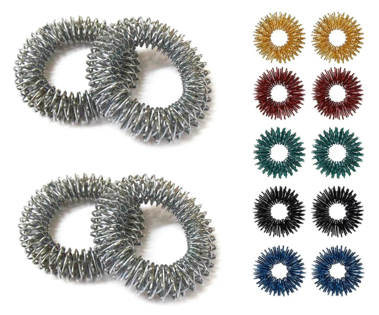 Acupressure Massage Small Bracelets Set of 4 Sujok Rings Set of 10 - StellerGear