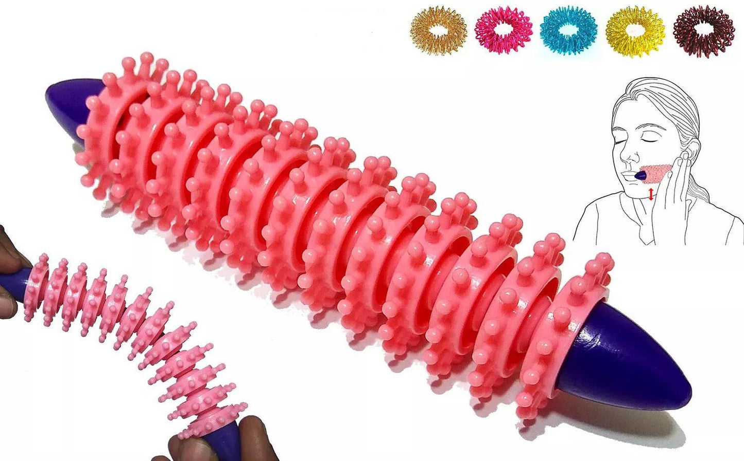 Acupressure Therapy Power Points Face Roll for Facelift 5 Free Sujok Rings - StellerGear