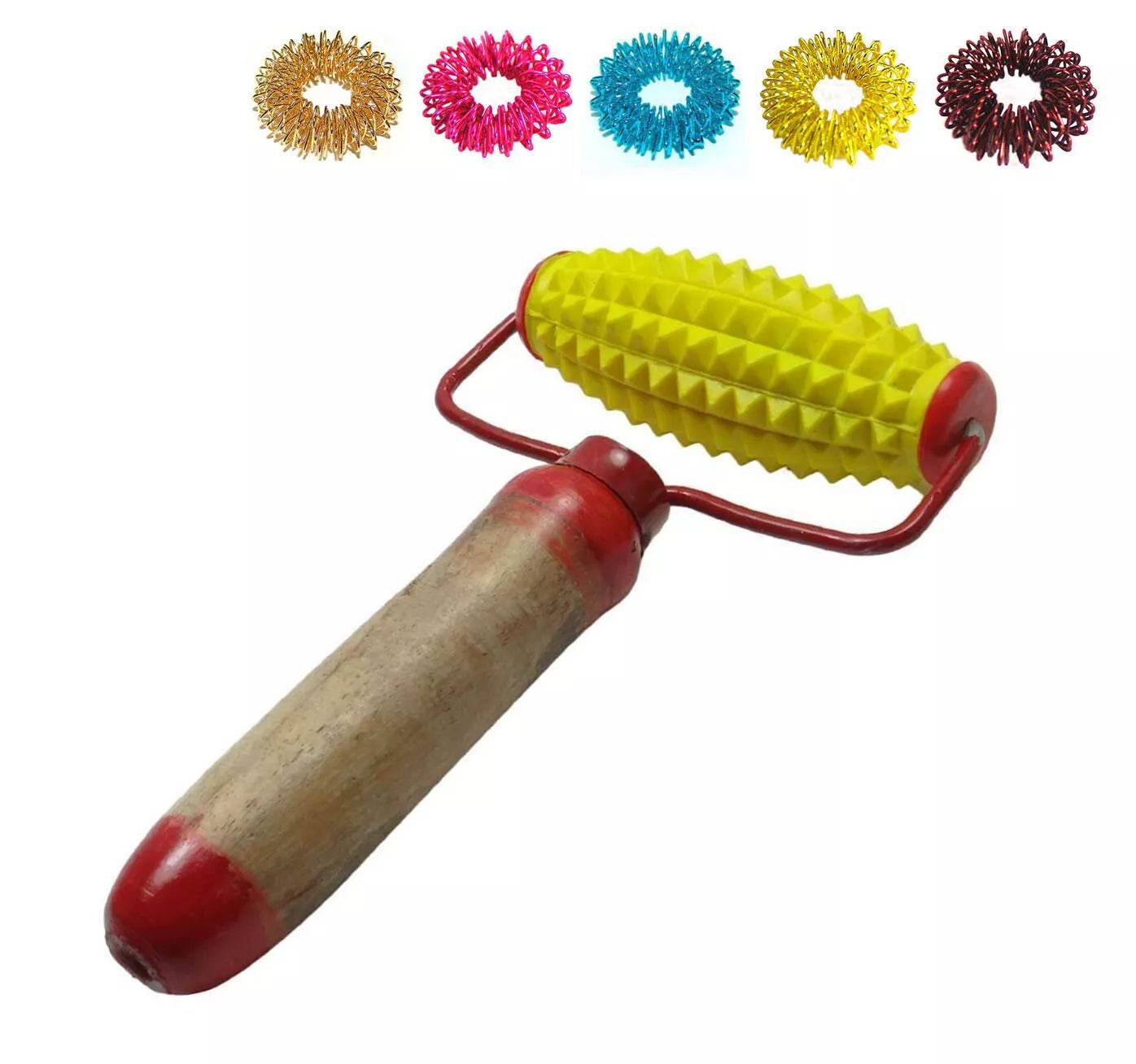 Acupressure Hand Energy Body Massager Roller 5 Sujok Rings - StellerGear
