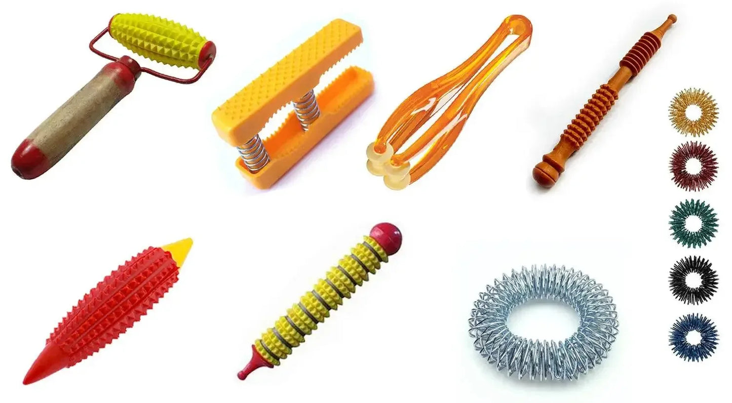 Acupressure Kit- Body Hand Roller Palm Finger Jimmy Massager Sujok Rings - StellerGear