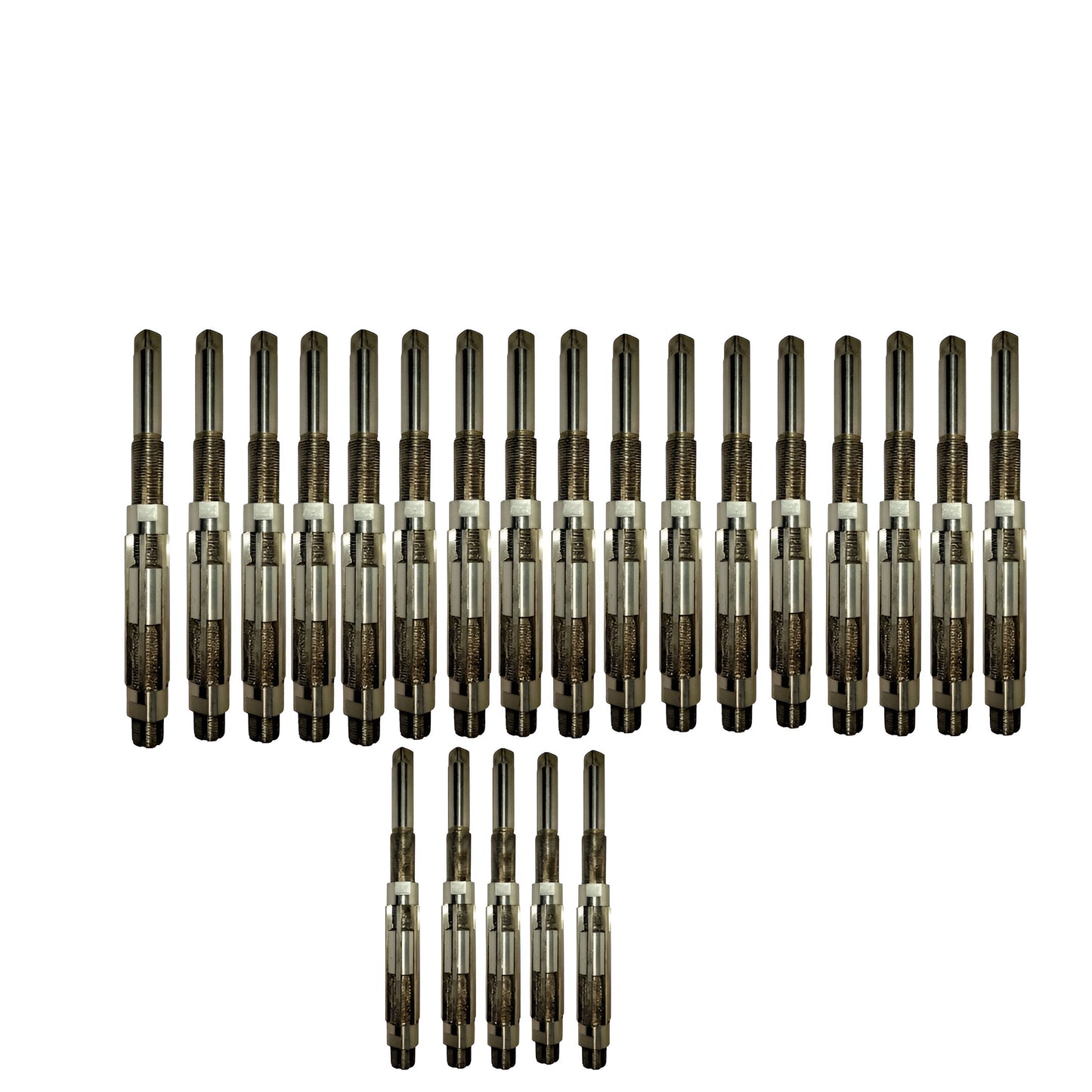 Complete adjustable hand reamer set with various sizes for precision hole enlargement tasks