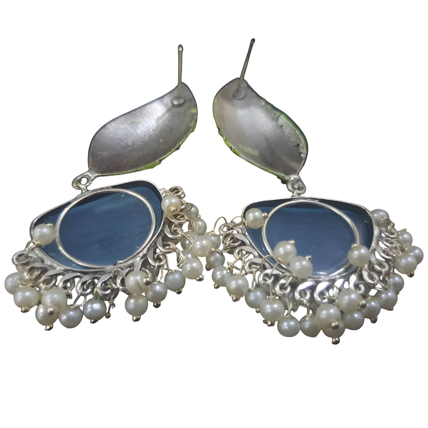 Elegant amber pearl drop earrings with intricate design and stunning pearl accents