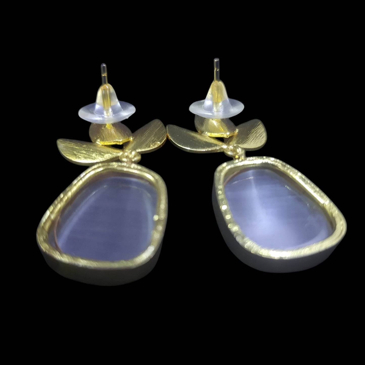 Amber stone leaf design earrings with gold accents and elegant detailing for a stylish look