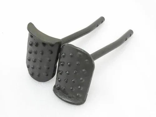 Steel clutch and brake pedal assembly set, pair dark metal foot pedals with studs