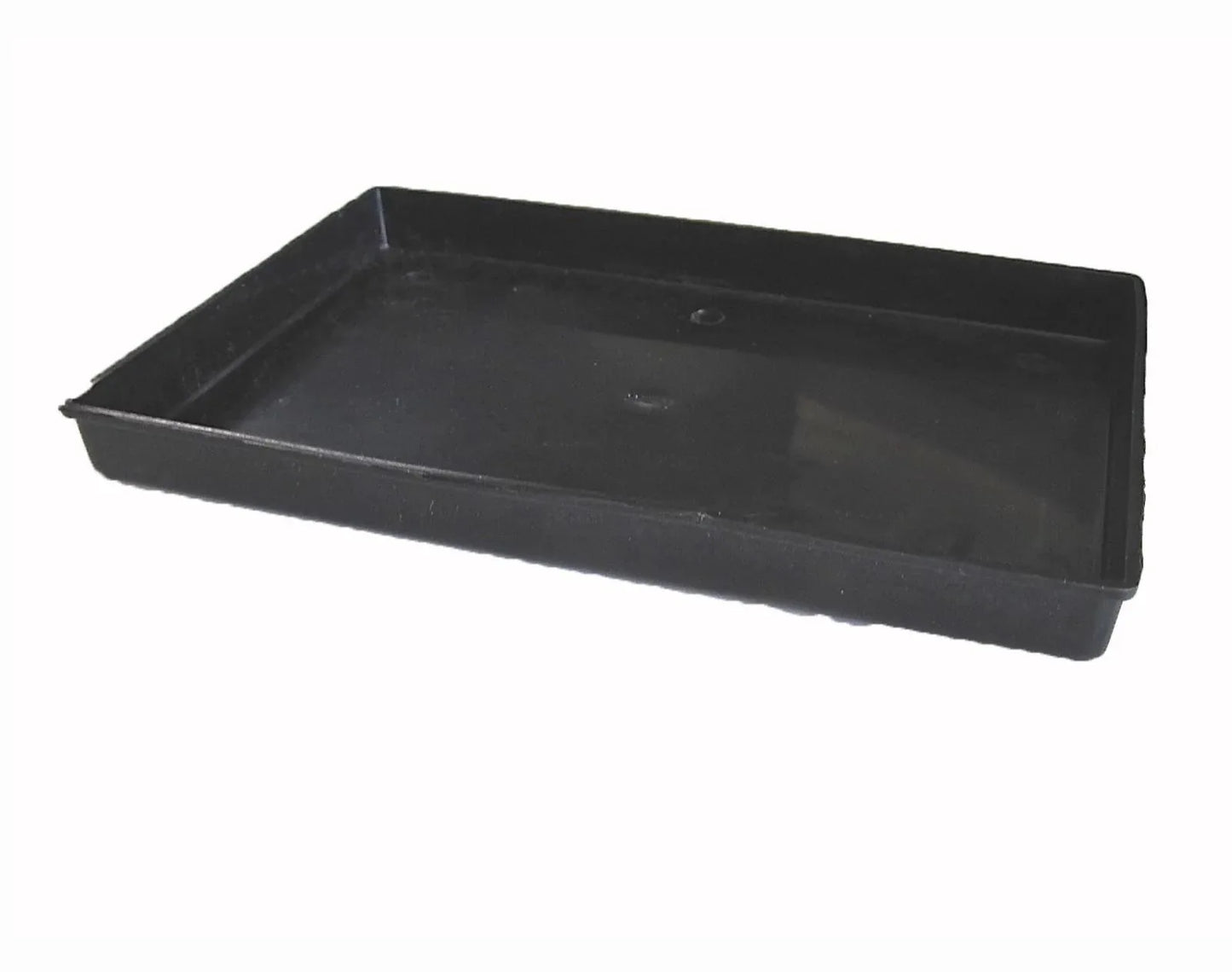 Black rectangular battery tray, open-top