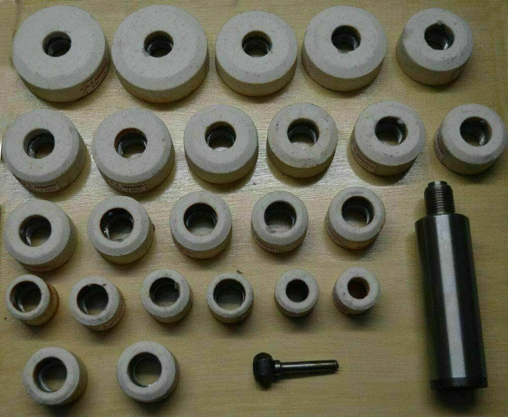 Black & Decker valve seat grinding wheel set with various stone holder sizes