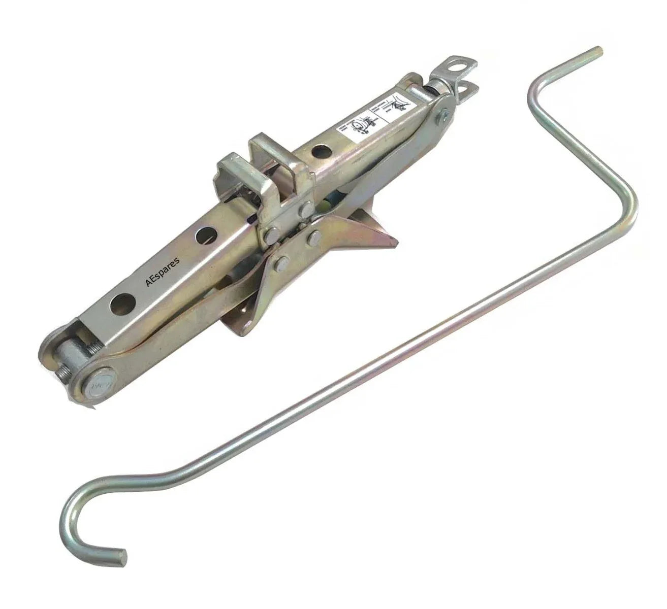 Metal car jack lift tool with long handle bars and mounting base
