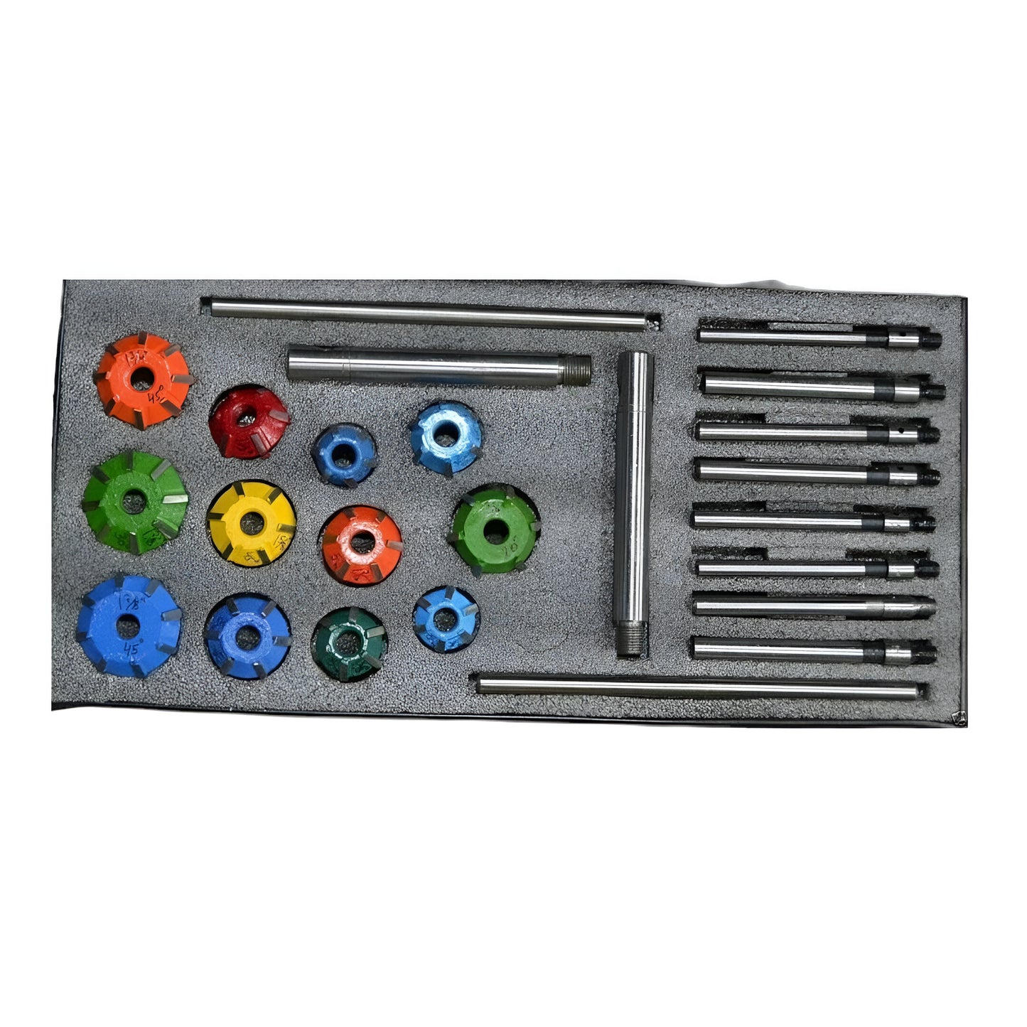 Carbide valve seat restoration kit featuring various tools in a compact storage case for efficient engine maintenance