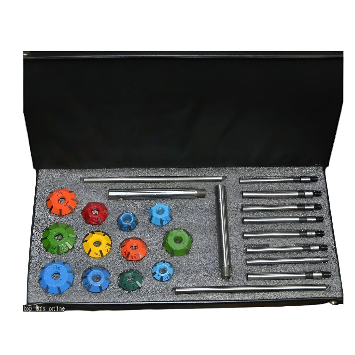 Carbide valve seat restoration kit in a durable case with various tools for precise engine repairs