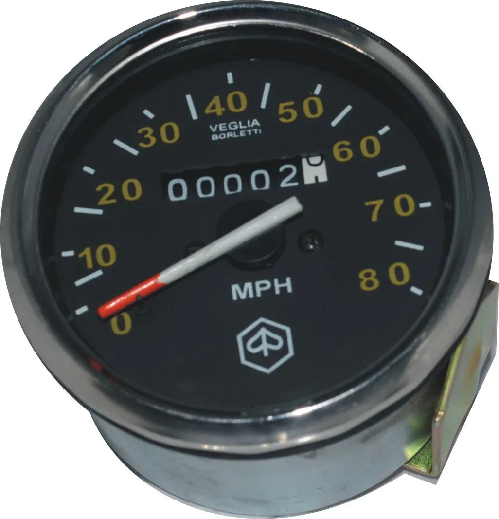 VESPA SPEEDOMETER 0-80 MPH BLACK PX 150 Best Quality - StellerGear