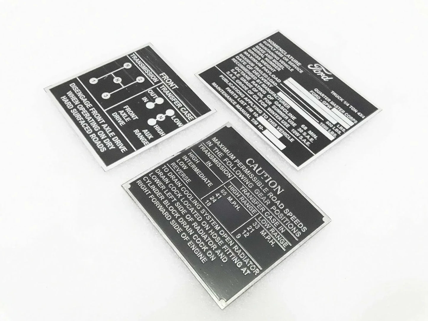 JEEP DASH DATA PLATE 3 UNIT with aluminum finish for accurate vehicle information, compatible with cj pony parts inc.