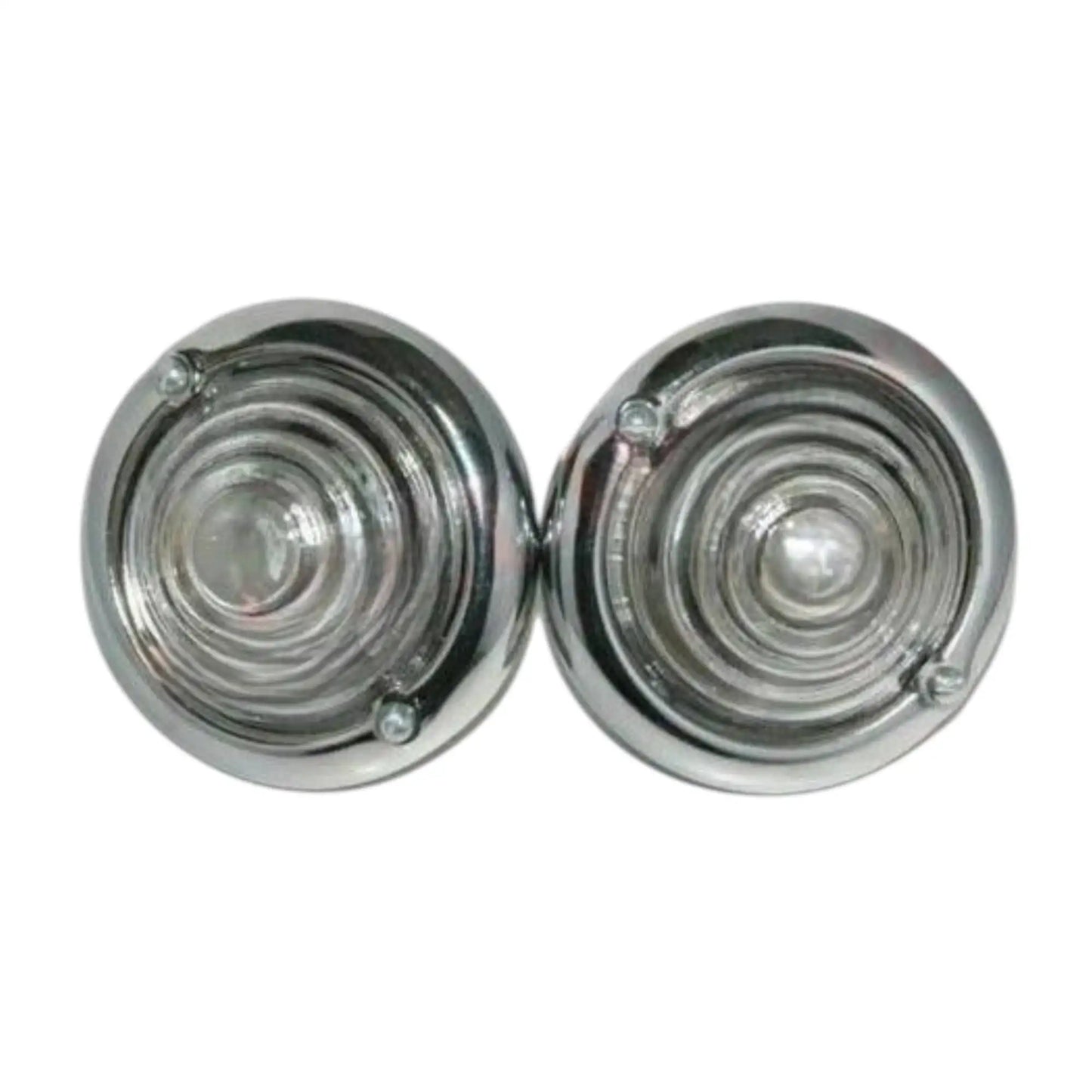 Chrome round turn signal lenses, two-piece set