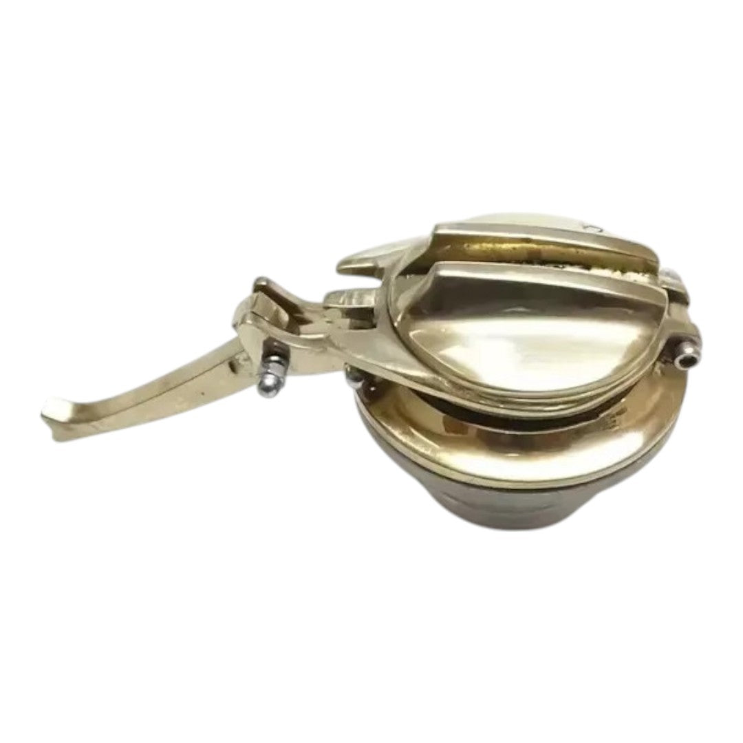 Custom brass gas tank cap with lever design for secure sealing and easy access to petrol