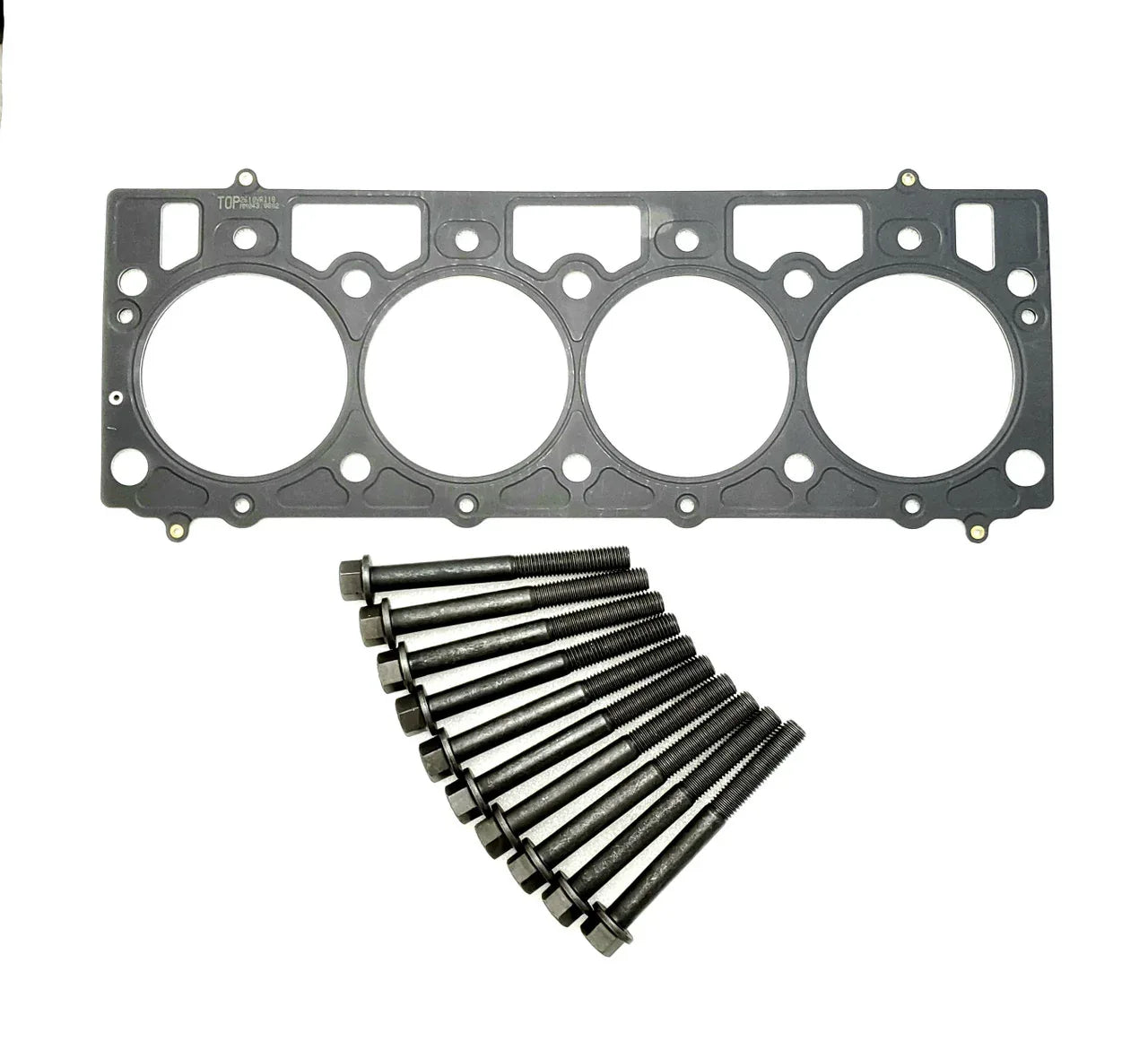 4-cylinder cylinder head gasket with bolts, metal gasket plate and stud bolts