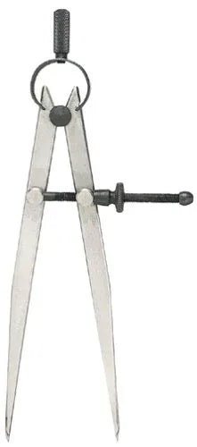 Metal flat leg divider caliper with pointed legs and knurled adjustment screw