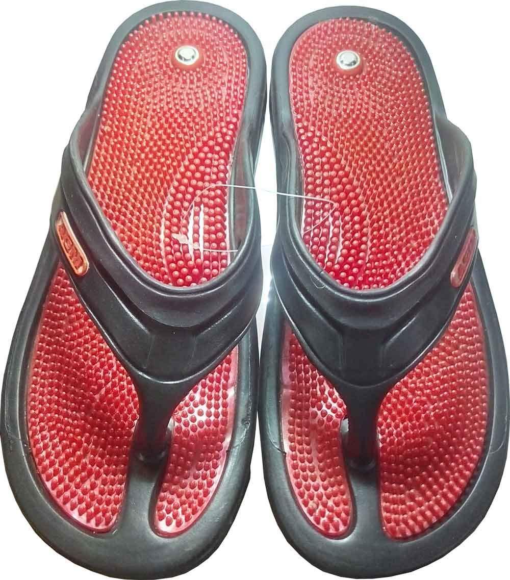 Men's/Women's Magnetic Therapy Foot Massager Slipper (Red, Size 9 No.) - StellerGear