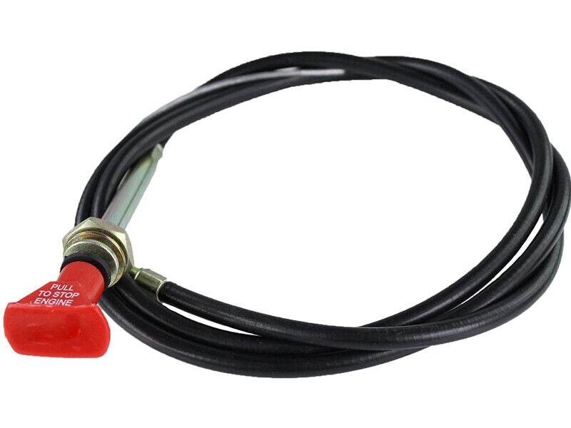 Ford tractor shut-off cable with a red pull handle for easy engine stop