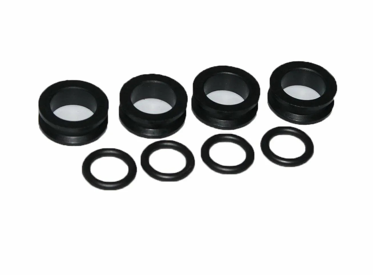 8 black rubber injector rings, assorted sizes