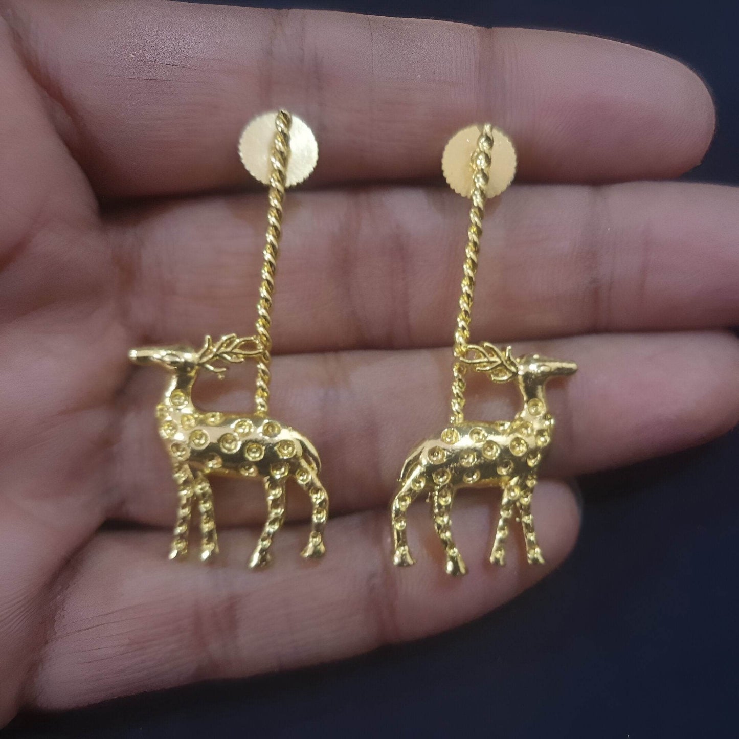 Handcrafted brass earrings featuring elegant deer designs for a unique look