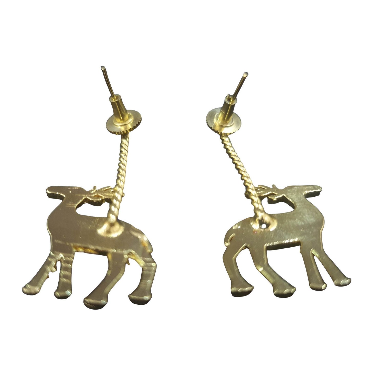 Handcrafted brass earrings featuring unique animal shapes with a modern design