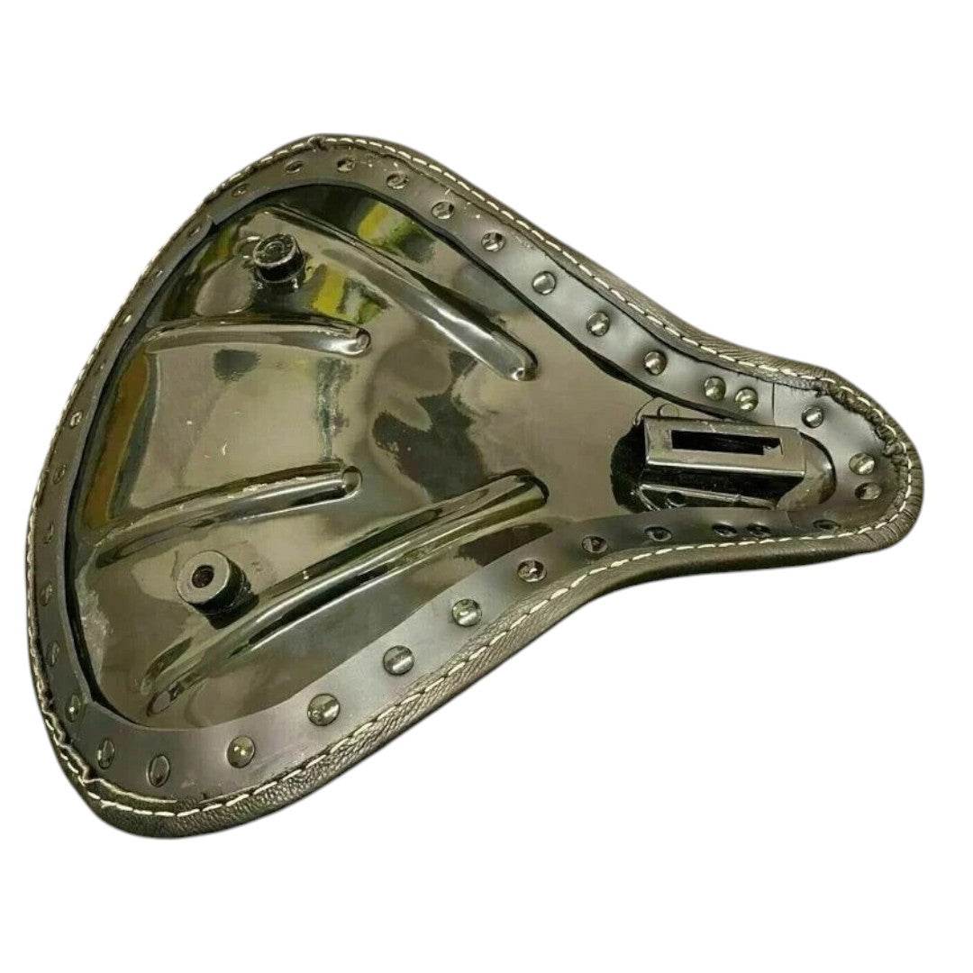 BLACK LEATHER DEEP DISH SOLO SEAT FIT FOR HARLEY BOBBER CHOPPER SPORTSTER - StellerGear