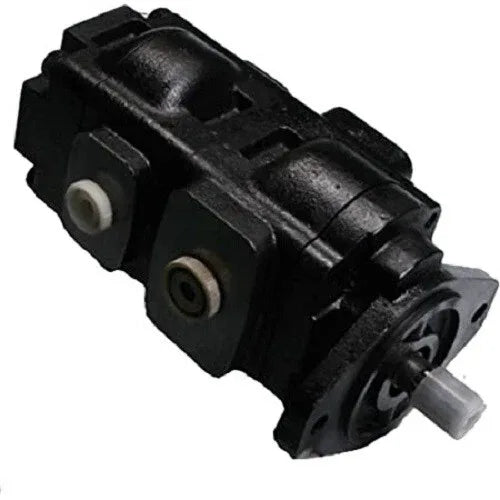 Hydraulic pump with mounting flange and outlet port, black