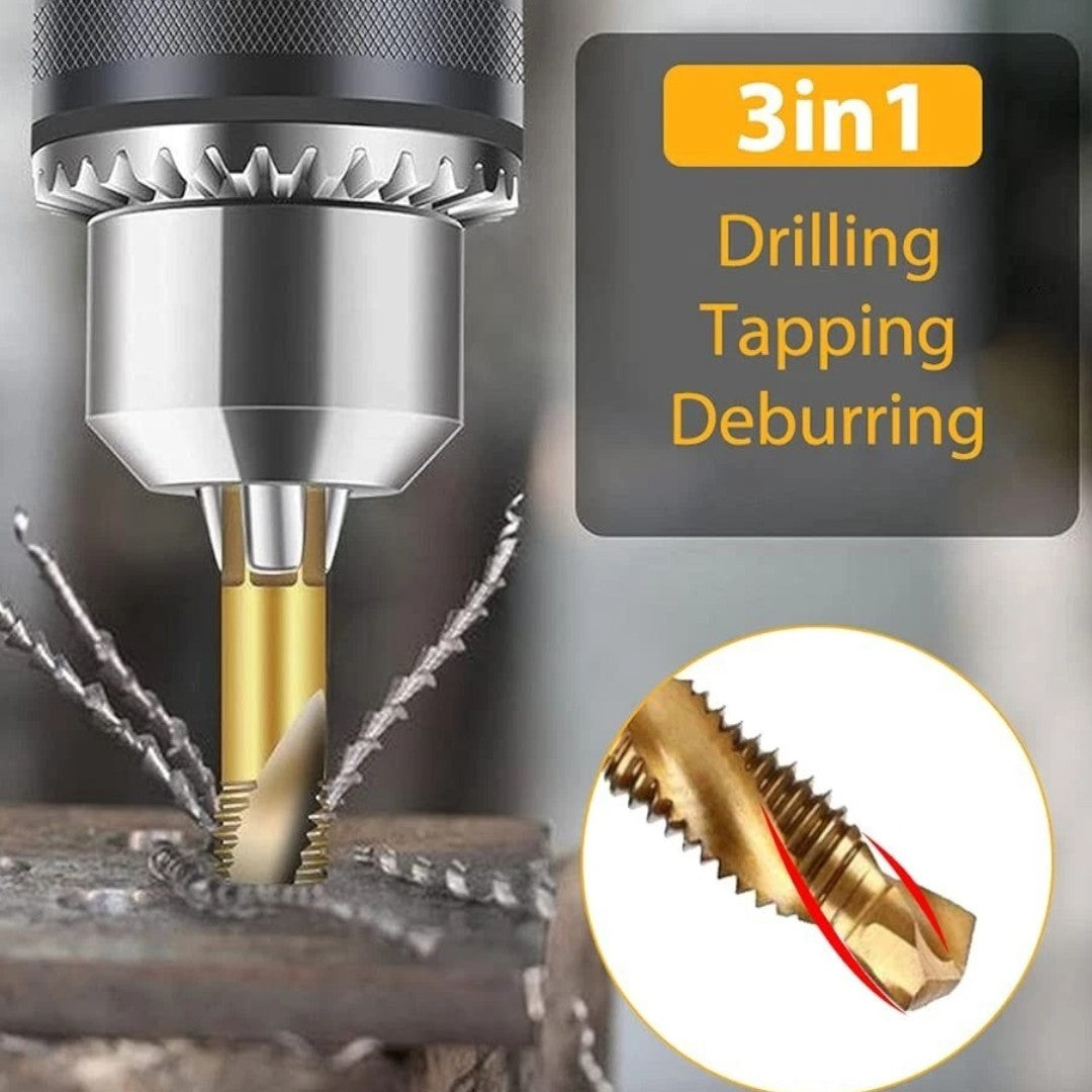 7 Pcs 1/4" Hss Spiral Hex Shank Combination Drill Screw Tap Bit Set (M3-M10)