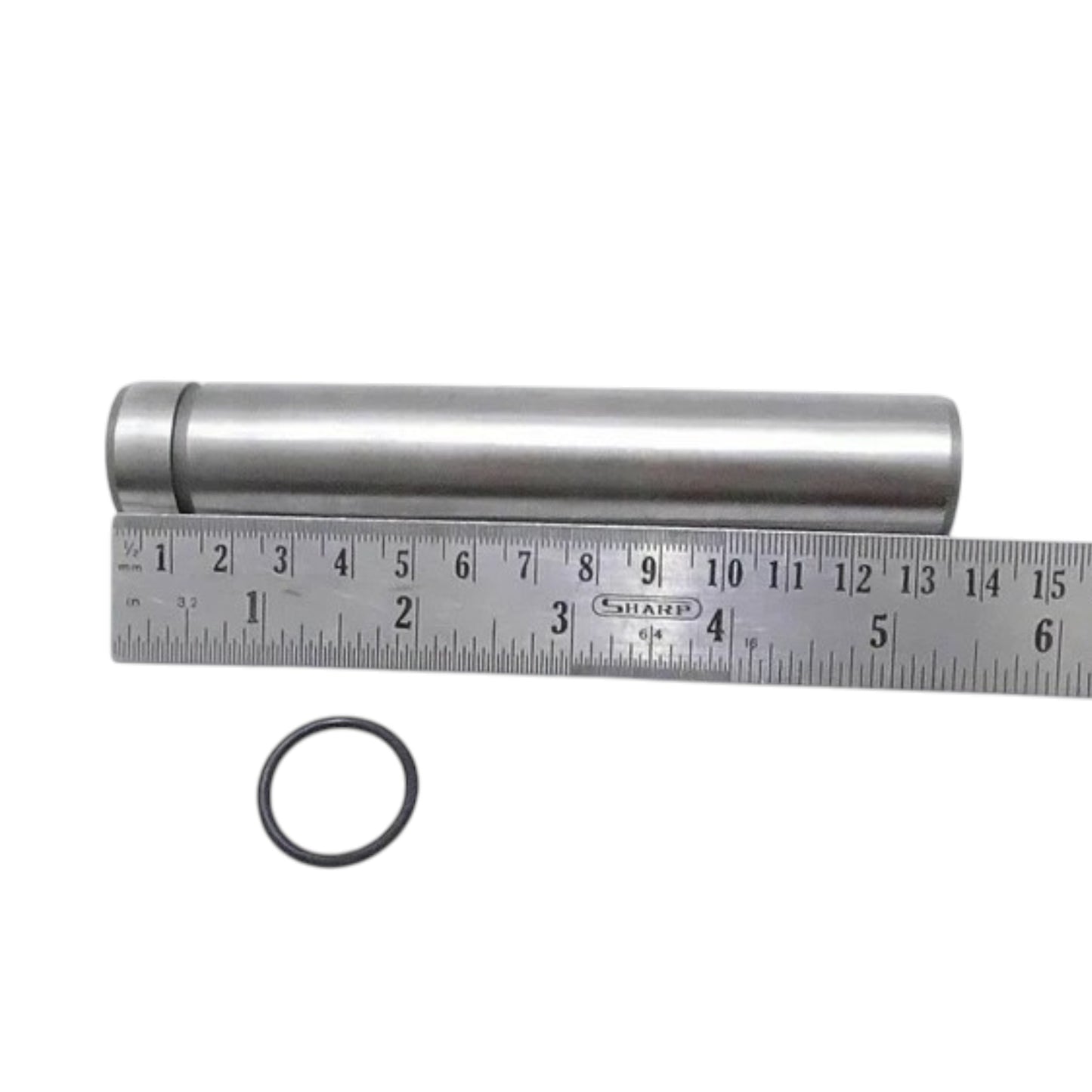 Metal shaft measured with ruler and O-ring seal