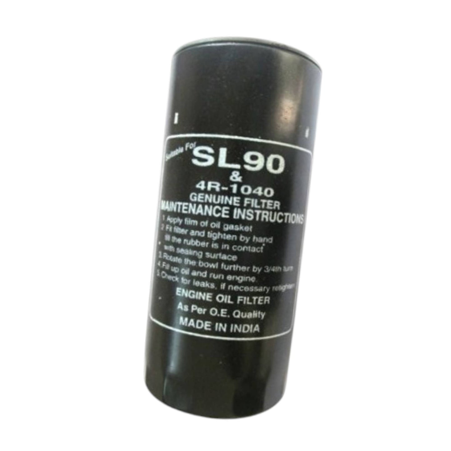 Diesel engine oil filter canister, black with SL90 printed markings