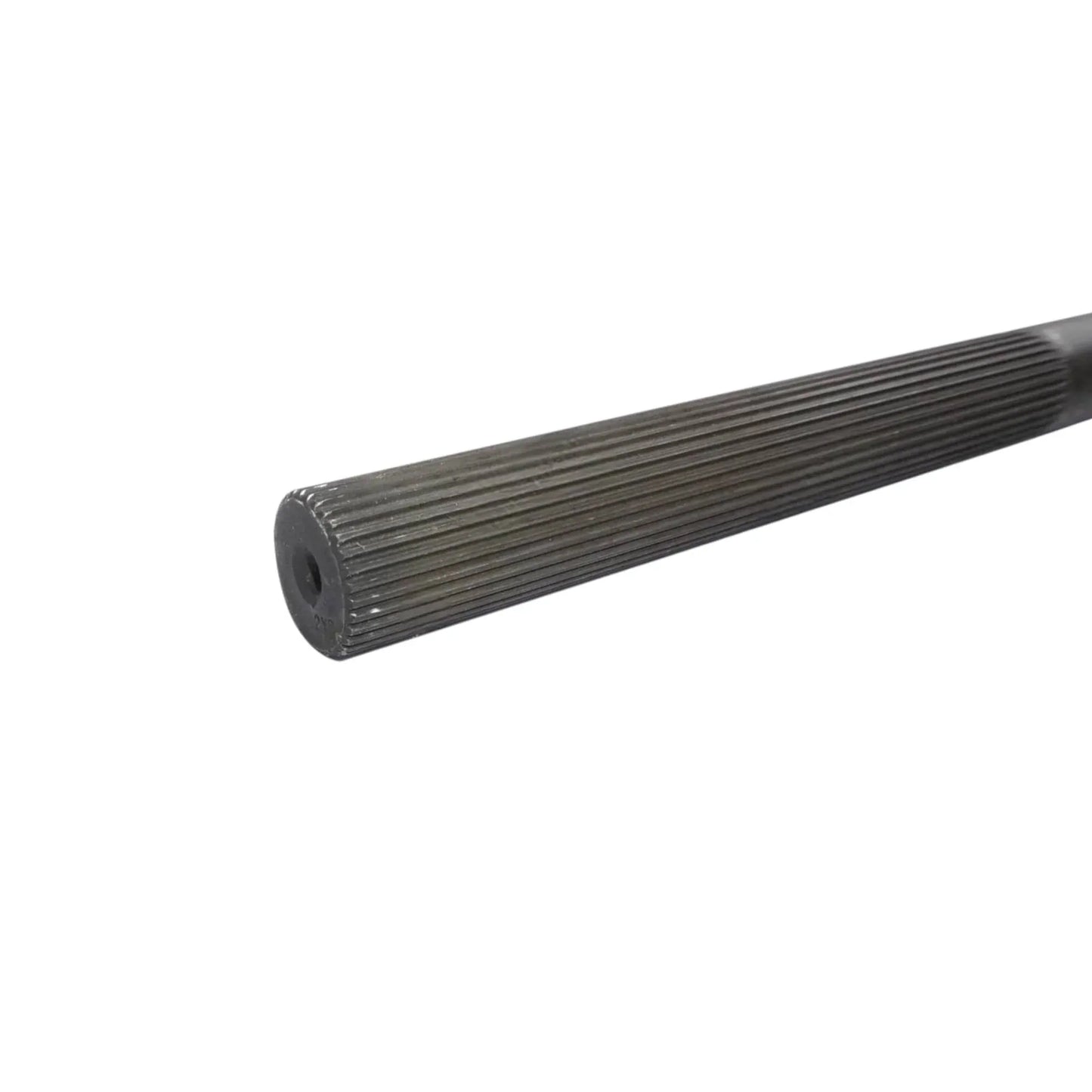 Rear axle drive shaft splined section, dark metal end
