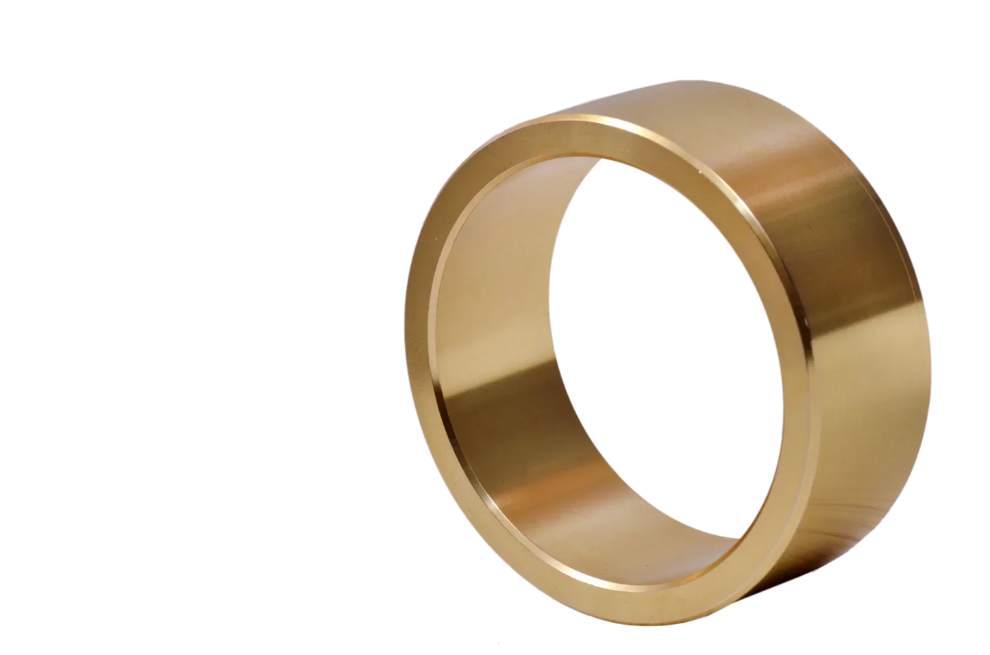 Metal linear bearing ring with circular inner bore, bronze finish