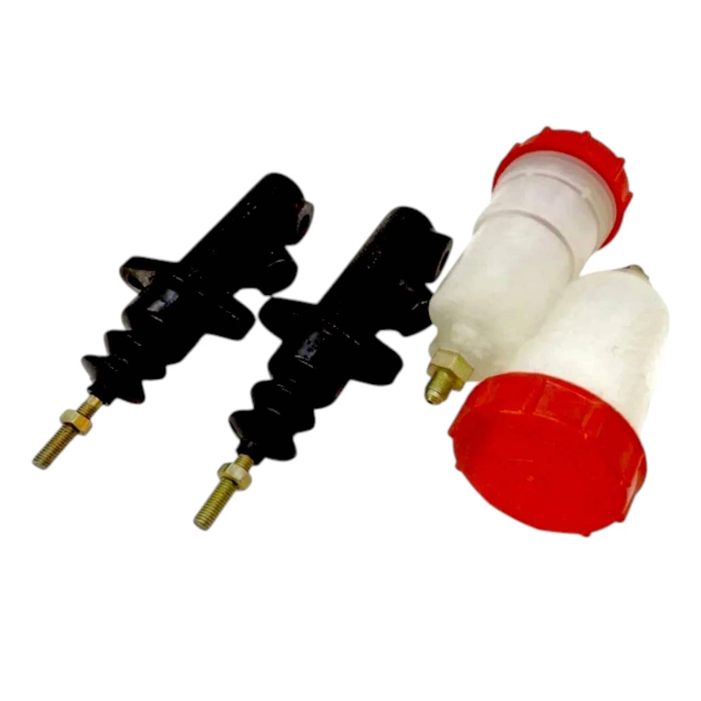 JCB backhoe brake master cylinder with multiple components for efficient braking system