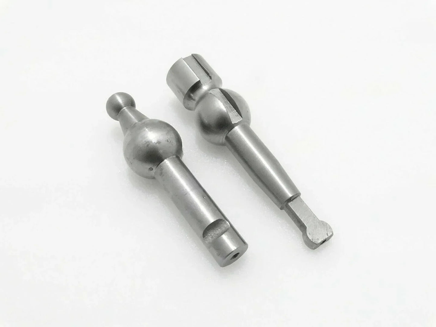 Gear shift lever pair, silver metal with ball and threaded ends