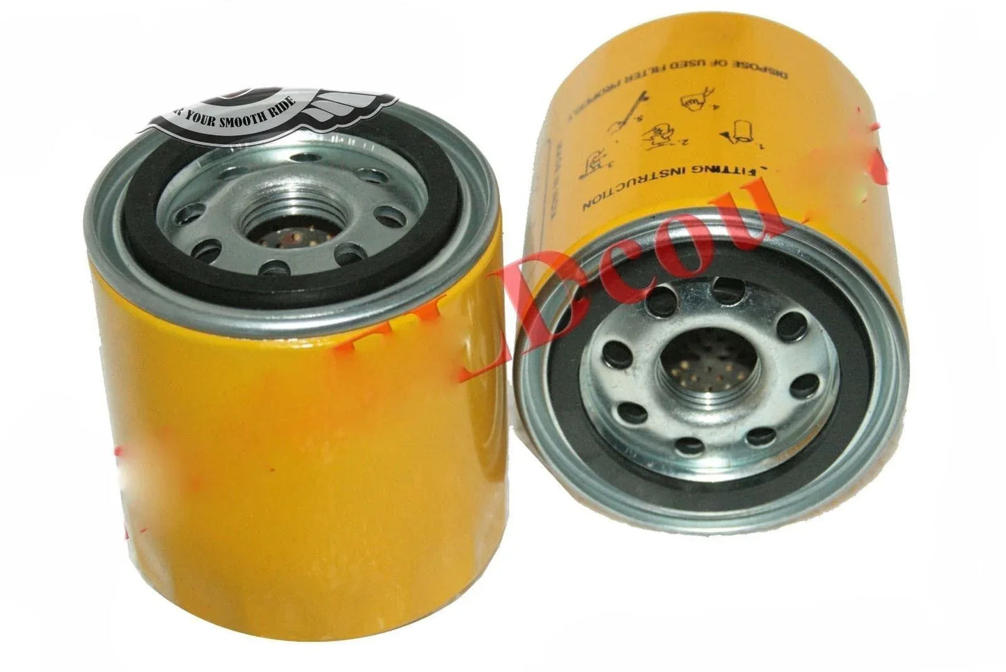 JCB backhoe transmission oil filter, cylindrical metal design, essential for smooth engine performance