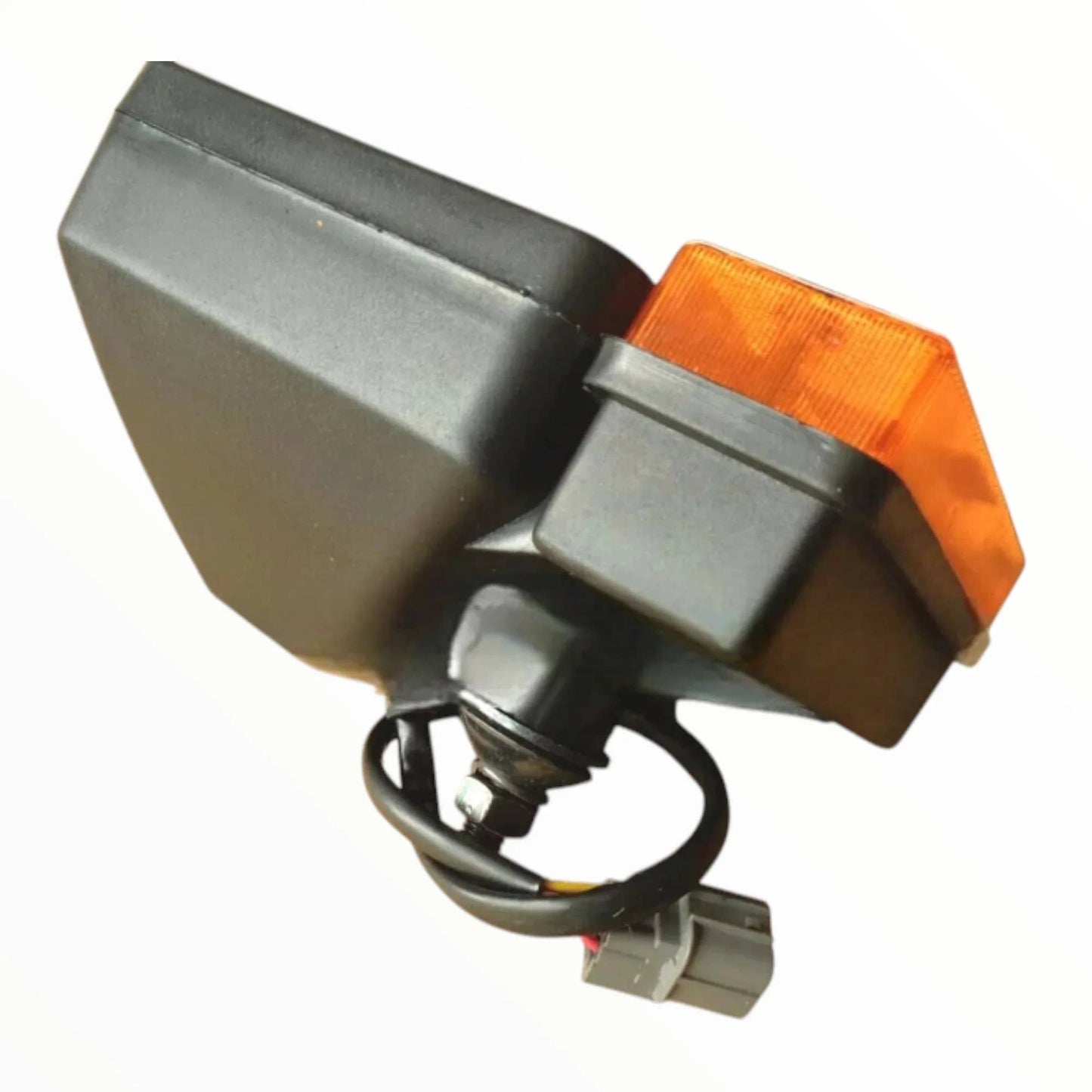 JCB headlamp assembly set with black housing and orange lens for machinery