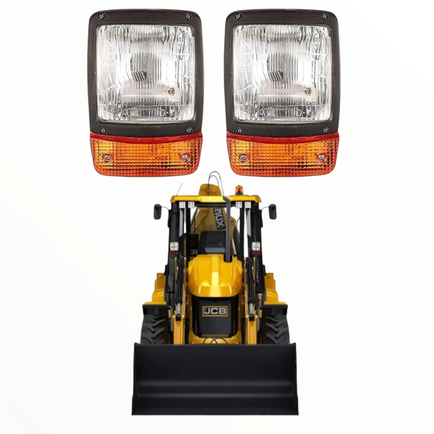 JCB Headlight with Indicator – Amber/Clear Lens 12V (Replacement Part 700/38400) Pair - StellerGear