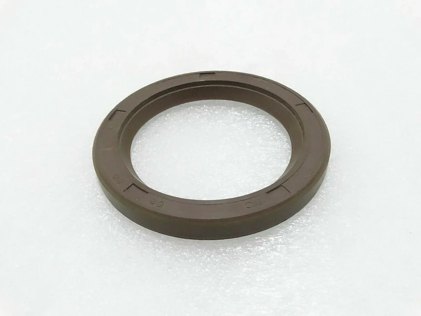 Oil seal ring, dark brown rubber, circular with outer lip