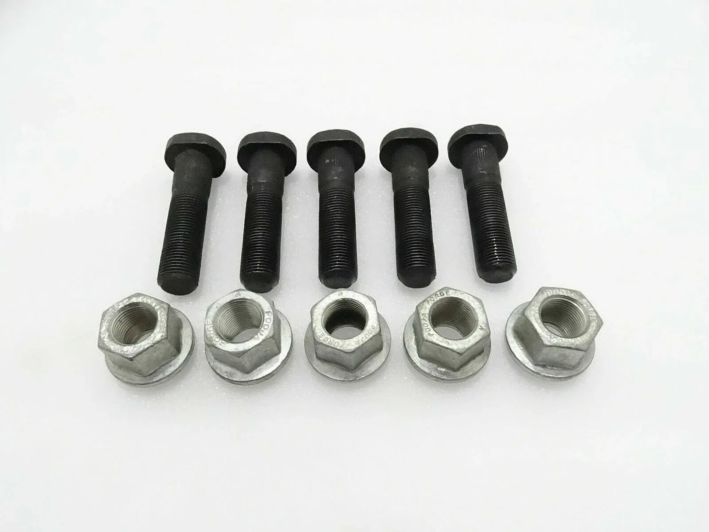 Wheel nut and stud set with black threaded studs and silver hex nuts