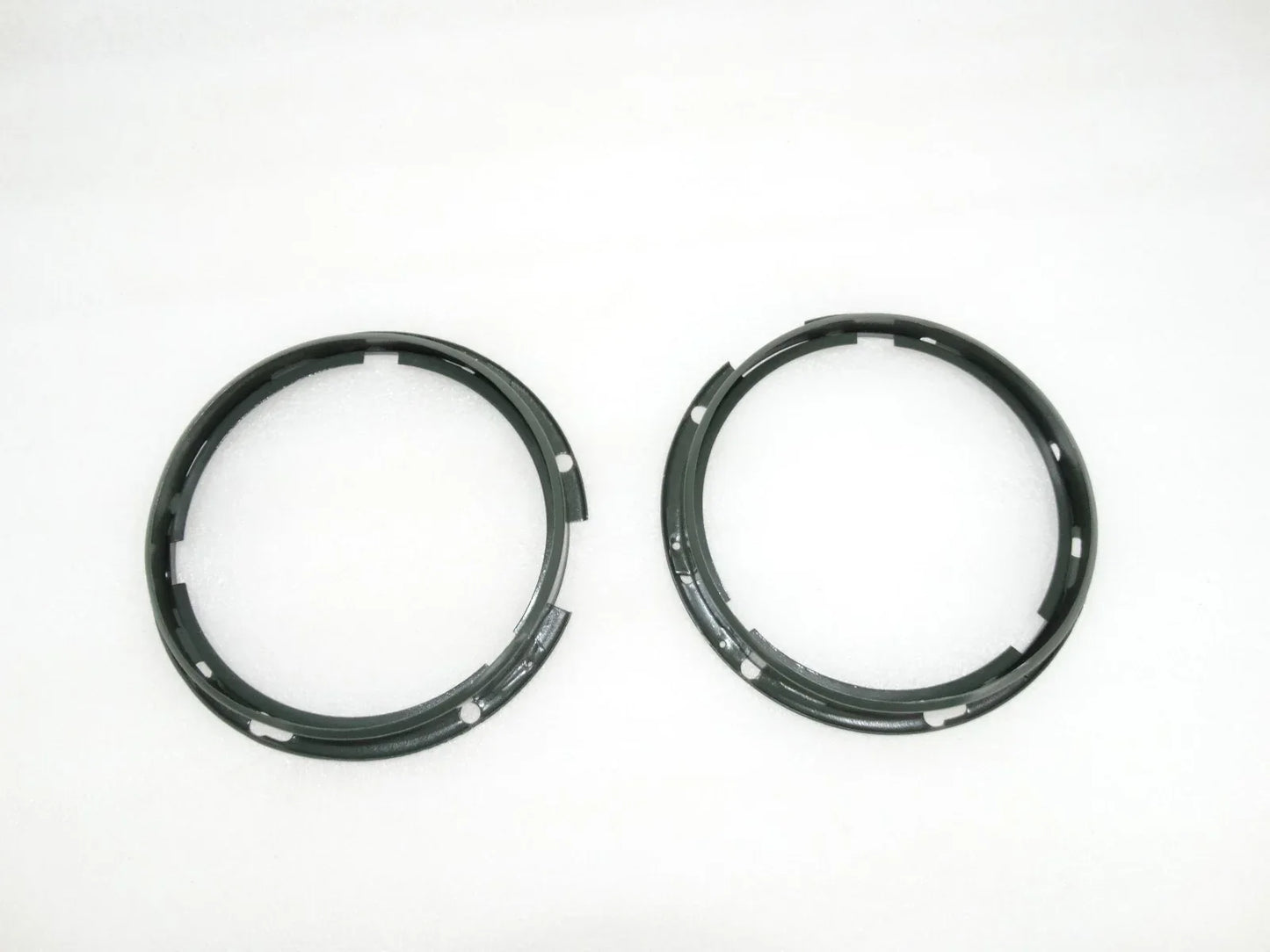 Headlight inner rim set, black metal rings, pair