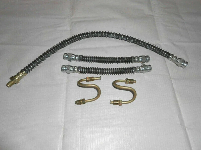 Brake hose pipe kit with metal hoses and fittings, braided lines and brass ends