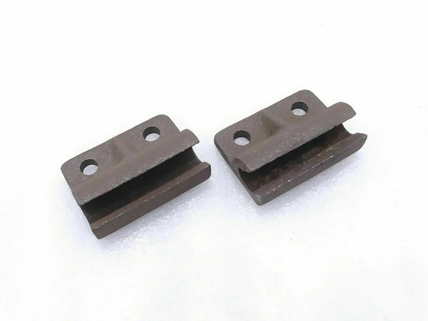 Tailgate door hinges, dark metal, two pieces with mounting holes
