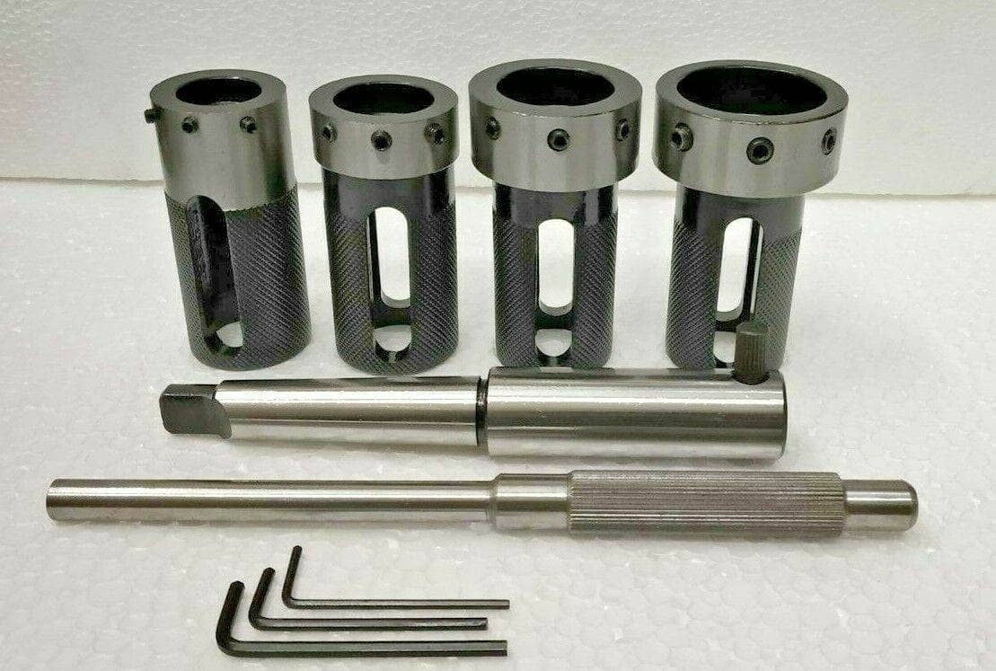 Lathe Tailstock Die Holder Set MT2 with four holders and tool for precise machining tasks