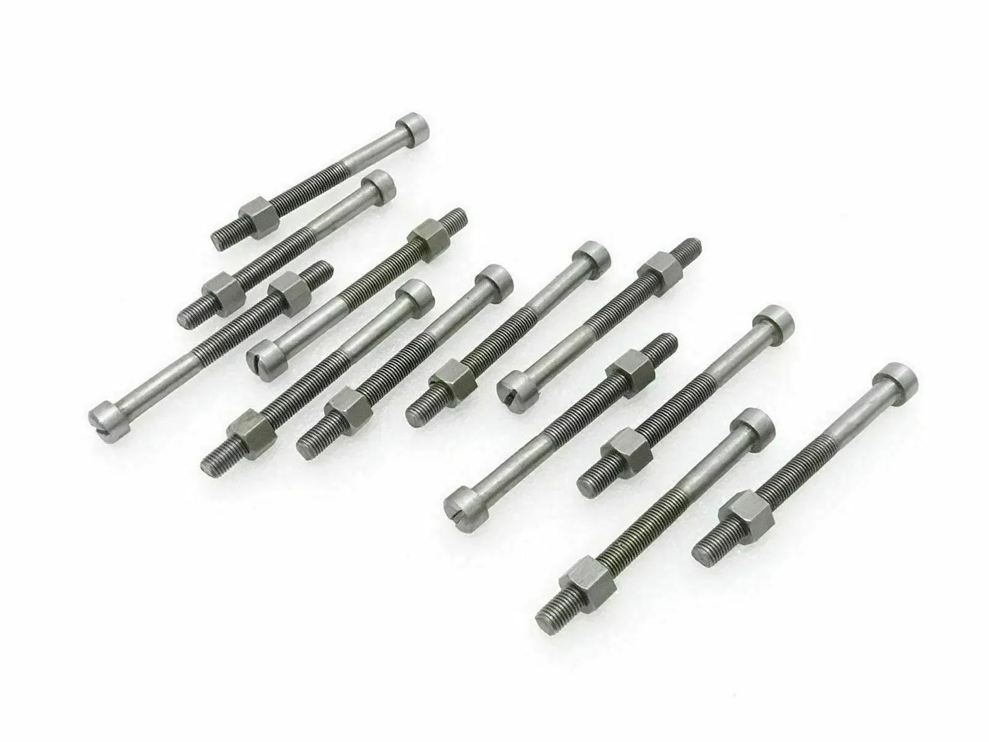 Leaf spring center bolt set, 12-piece hardware with threaded studs and nuts