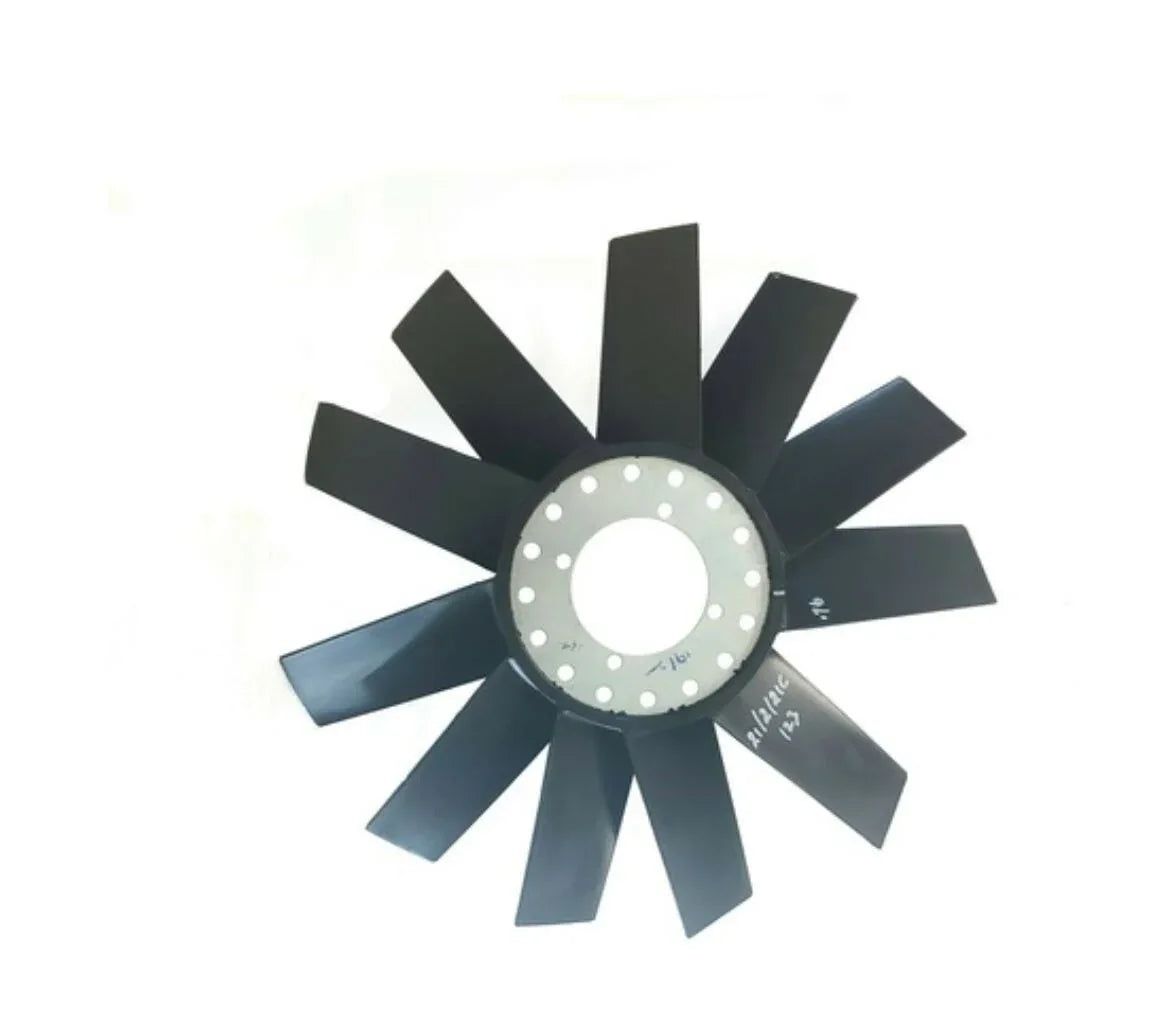 Mahindra tractor fan blade with circular hub and 10 dark blades, multiple holes