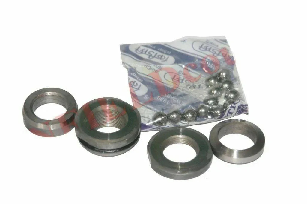 Steering nut kit for Massey Ferguson model, includes metal nuts and steel balls, ideal for tractor repairs