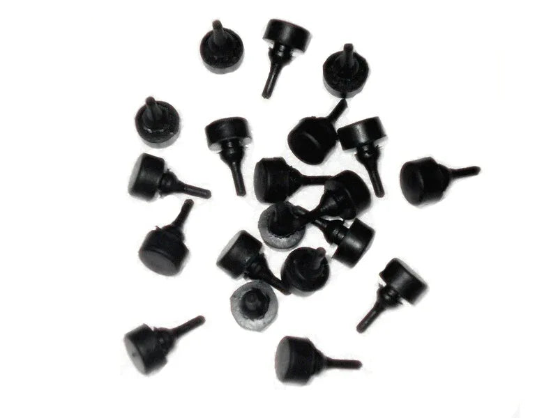 Rubber bumper pads set with black caps and mounting studs, multiple pieces