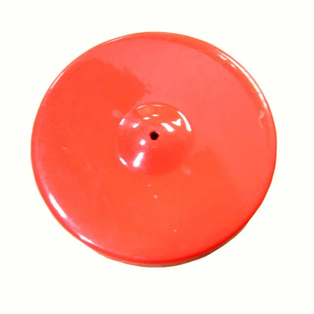 Red fuel cap for Massey Ferguson model, durable plastic, ensures secure fuel storage